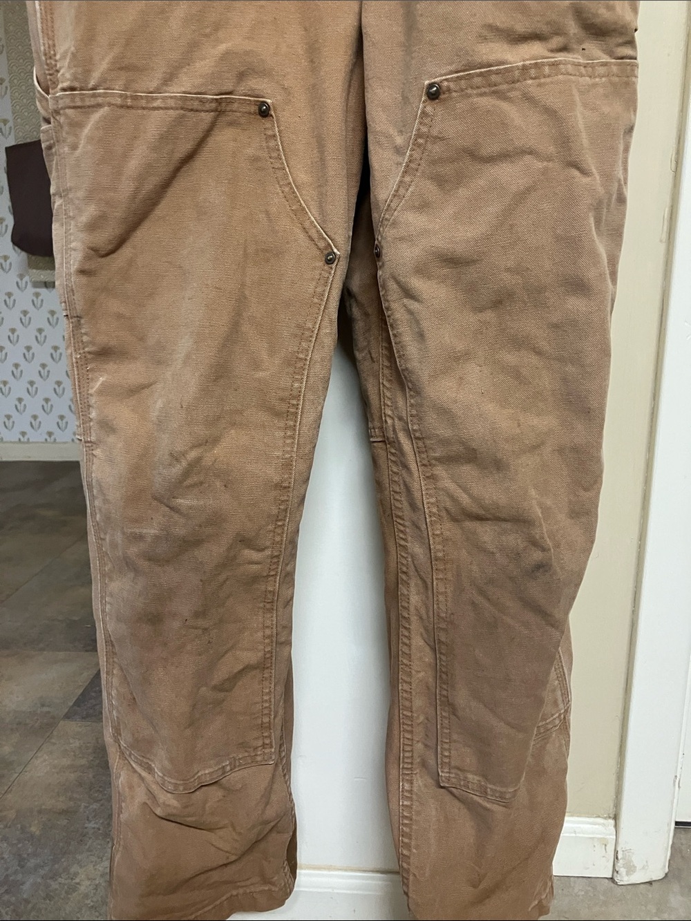 Carhartt Tan Duck Bib Overalls - Women's Work Jumpsuit - Picture 4 of 9